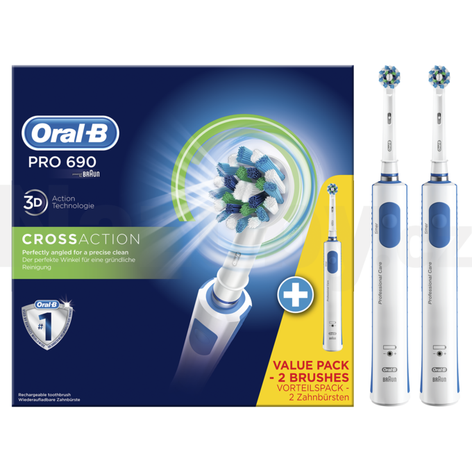 Braun Oral-B PRO 690 CrossAction 1+1 tělo zubní kartáček