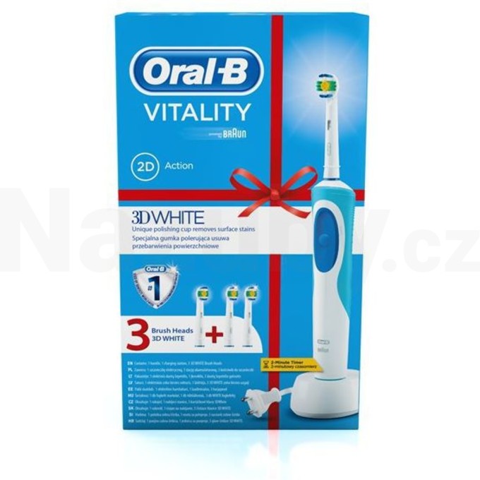 Braun Oral B Vitality 3D White D12.513 zubní kartáček + náhradní hlavice 3D White 2ks