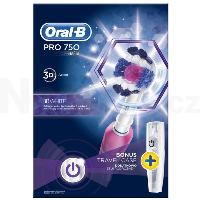 Oral-B PRO 750 3D White zubní kartáček PINK