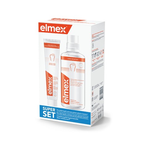 Elmex set zubní pasta 75 ml + ústní voda 400 ml