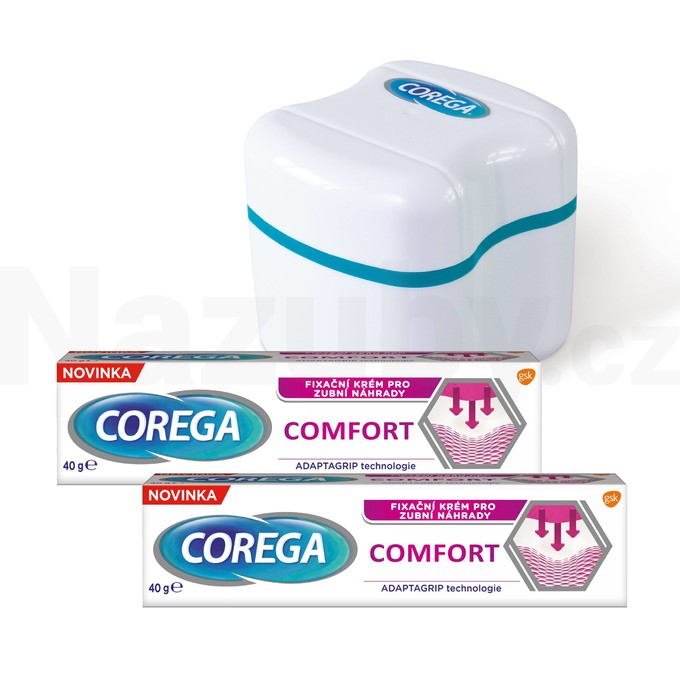 Corega Comfort 2×40 g + dóza na protézu