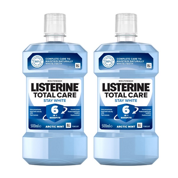 Listerine Total Care Stay White ústní voda 2x500 ml