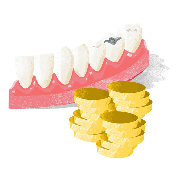 plomba v zubu, peníze, mince
