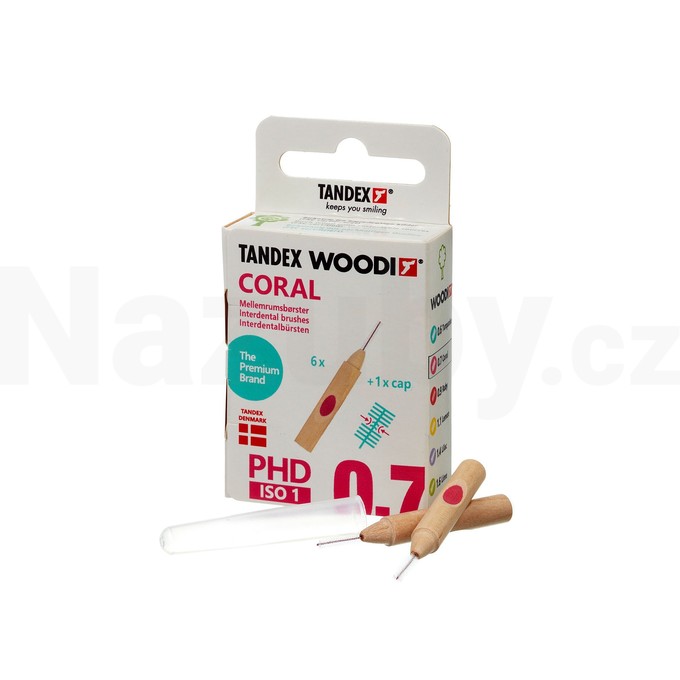 Tandex Woodi 0,7 Coral mezizubní kartáček 6 ks