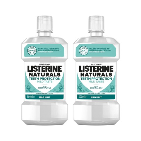 Listerine Naturals Teeth Protection Mild Taste ústní voda 2x500 ml
