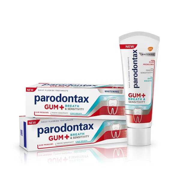 Parodontax Dásně + Dech & Citlivé zuby bělicí zubní pasta 2x75 ml