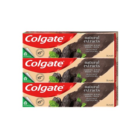 Colgate Natural Extracts Charcoal&Mint zubní pasta 3x75 ml