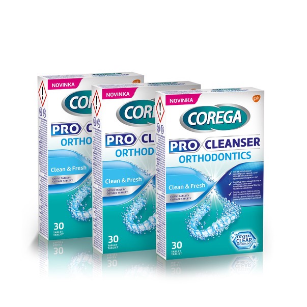Corega Pro Cleanser Orthodontics čisticí tablety 3x30 ks