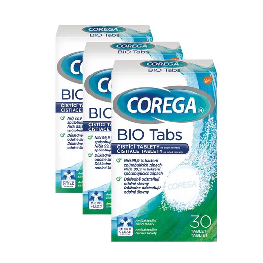 Corega Antibakteriální čistící tablety 3×30 ks