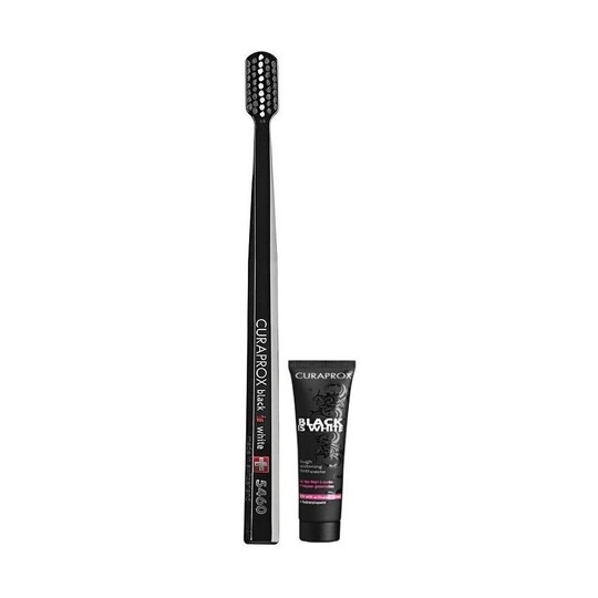 Curaprox Black is White zubní kartáček + zubní pasta 8 ml