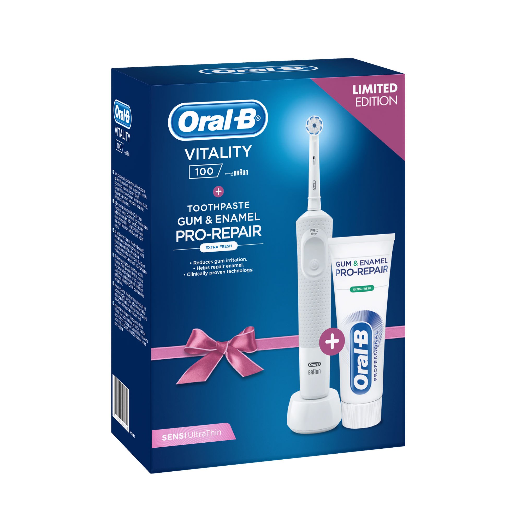 Oral-B Vitality 100 White zubní kartáček + zubní pasta 75 ml