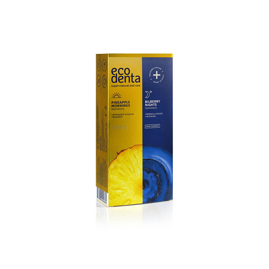 Ecodenta Pineapple Mornings & Bilberry Nights zubní pasta 2×100 ml