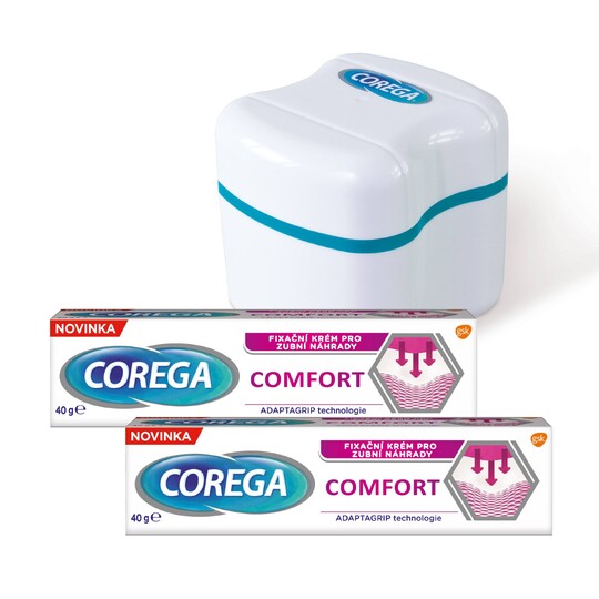 Corega Comfort 2×40 g + dóza na protézu