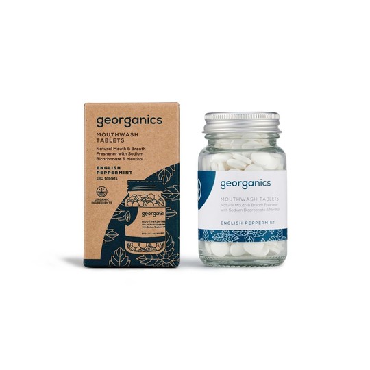 Georganics English Peppermint ústní voda v tabletách 180 ks
