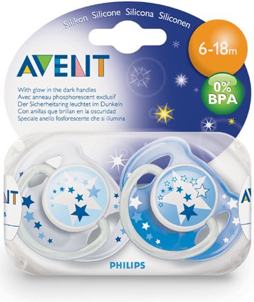 Philips Avent dudlík 6-18 Night Time 2 ks