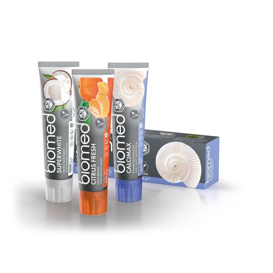 Biomed Superwhite & Citrus Fresh & Calcimax zubní pasta 3x100 g