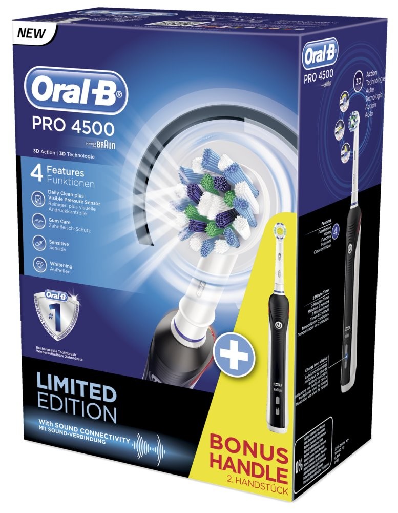 Braun Oral-B PRO 4500 CrossAction BLACK zubní kartáček 1+1 tělo