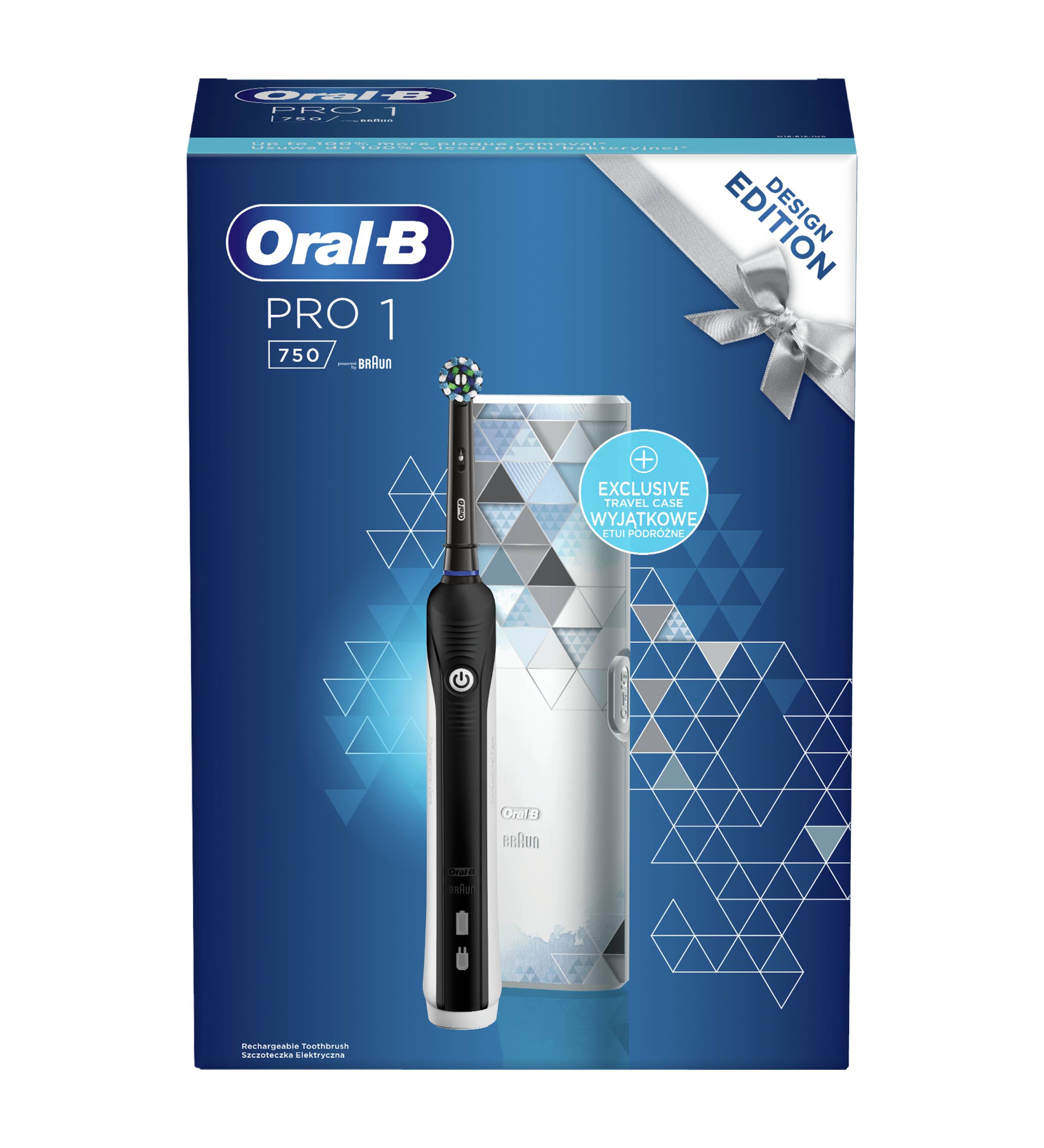 Oral-B PRO 750 CrossAction Black oscilační kartáček + cestovní pouzdro