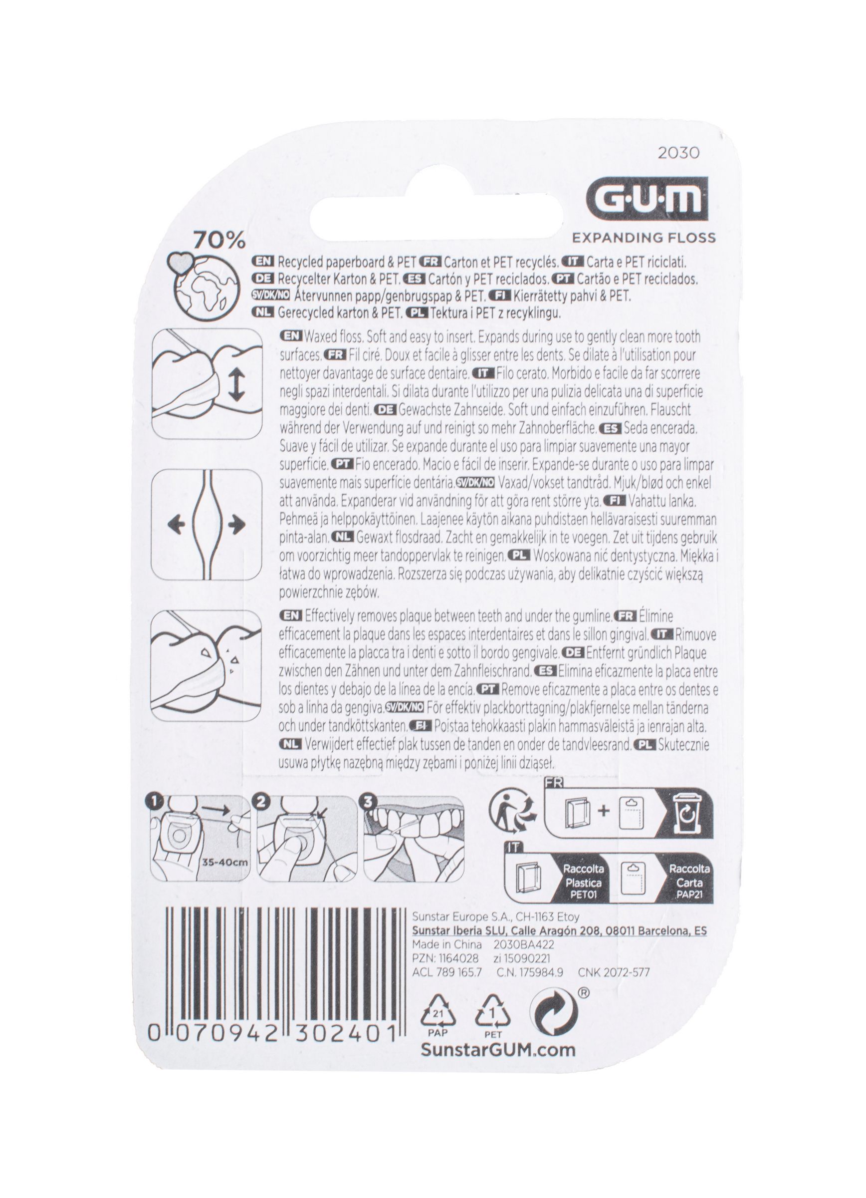 GUM Expanding zubní nit voskovaná 30 m