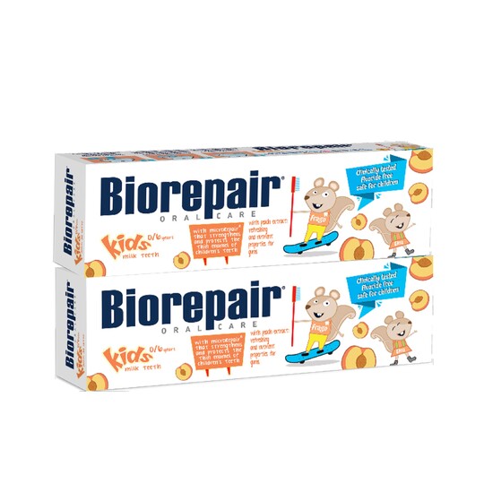 BioRepair Kids Peach 0-6 dětská zubní pasta 2×50 ml