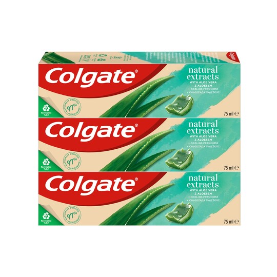 Colgate Natural Extracts Aloe Vera zubní pasta 3×75 ml