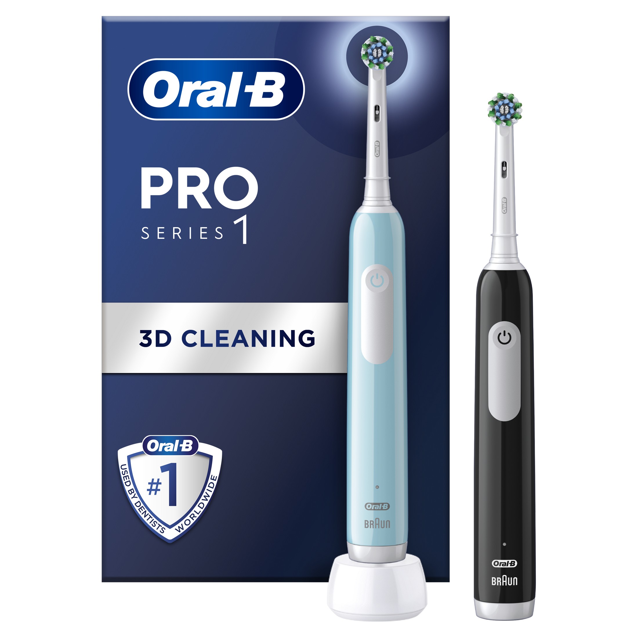 Oral-B PRO Series 1 Duo Blue + Black oscilační kartáček 2 ks