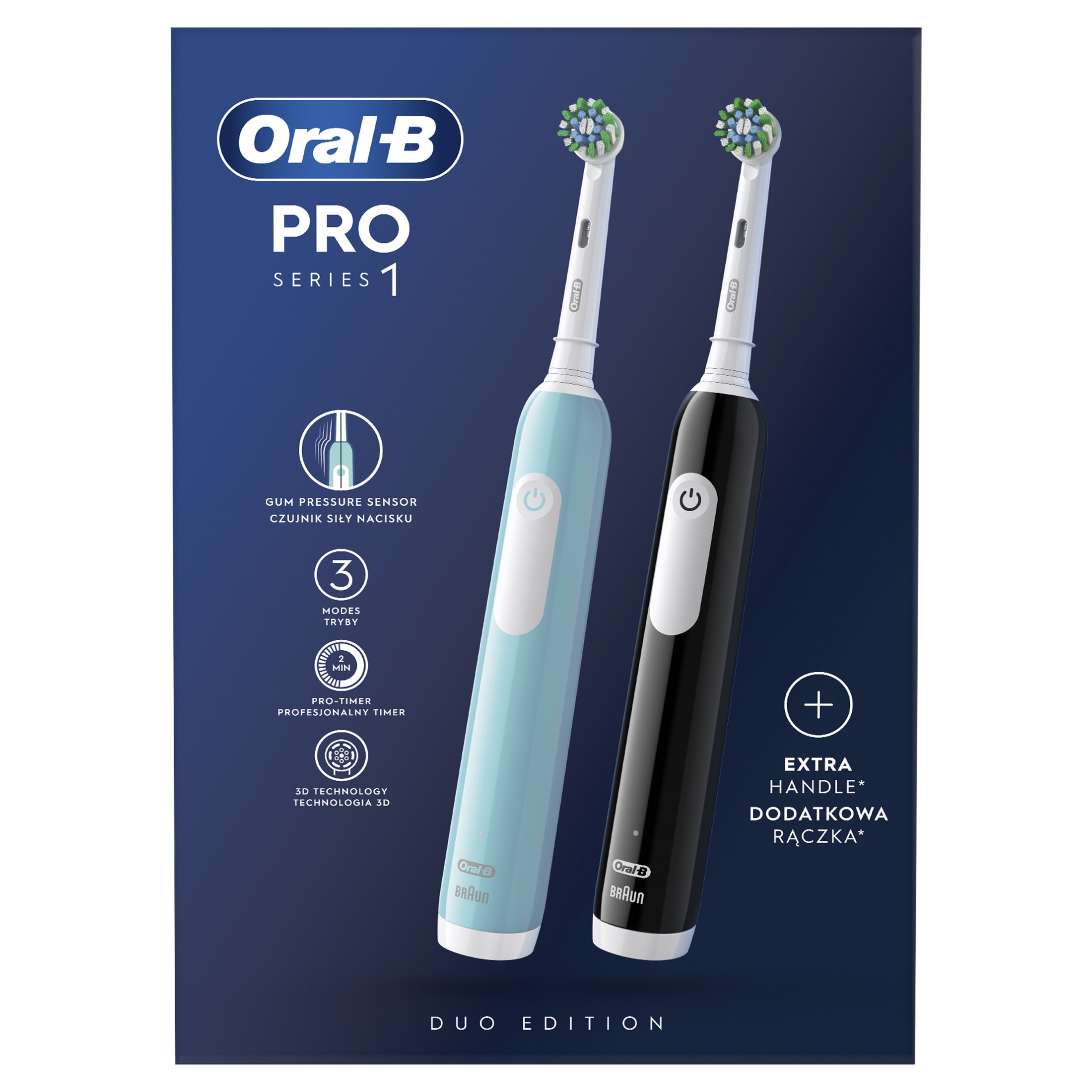 Oral-B PRO Series 1 Duo Blue + Black oscilační kartáček 2 ks
