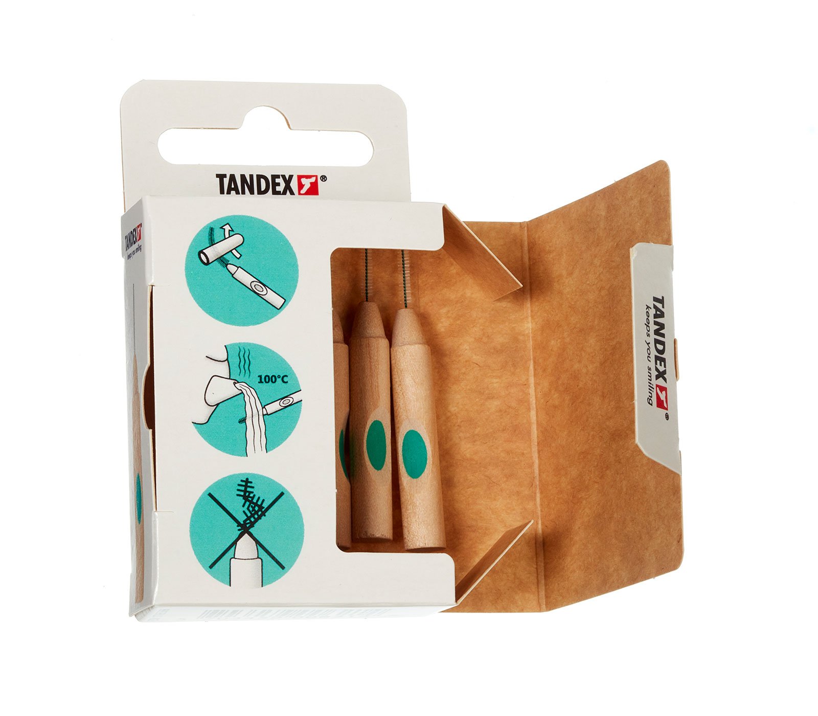 Tandex Woodi 0,6 Turquoise mezizubní kartáček 6 ks