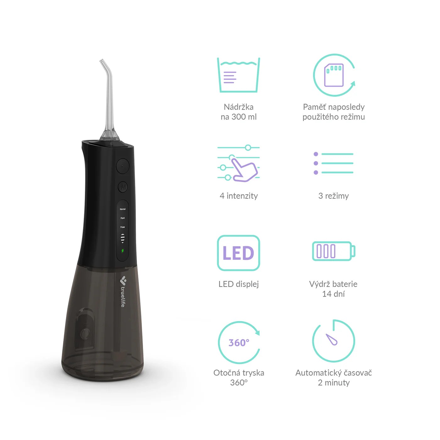 TrueLife AquaFloss Compact L100 Black ústní sprcha