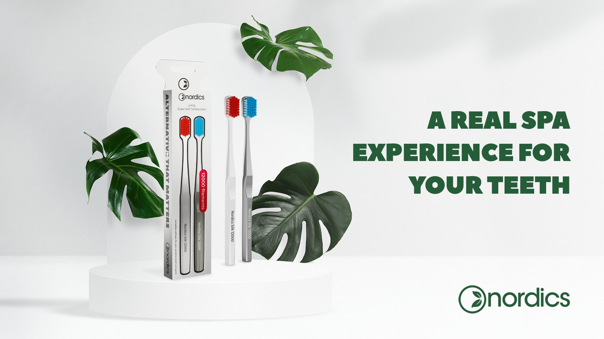 Nordics Premium Silk Ultra Soft 12000 White&Grey zubní kartáček 2 ks