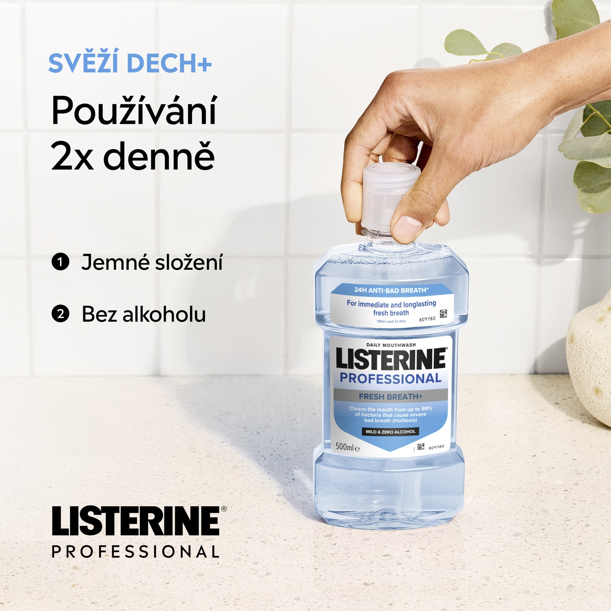 Listerine Professional Fresh Breath+ ústní voda 2×500 ml