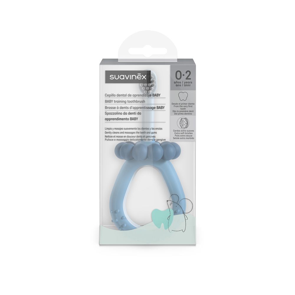 Suavinex Baby Training 0-2 roky dětský zubní kartáček - modrý