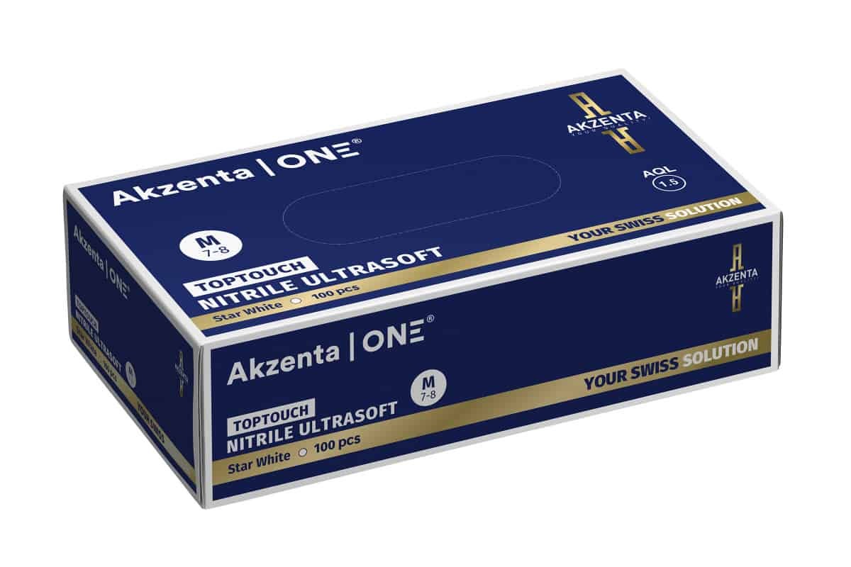 Akzenta Nitrile Top Touch Plus Ultrasoft Star White L vyšetřovací rukavice 100 ks