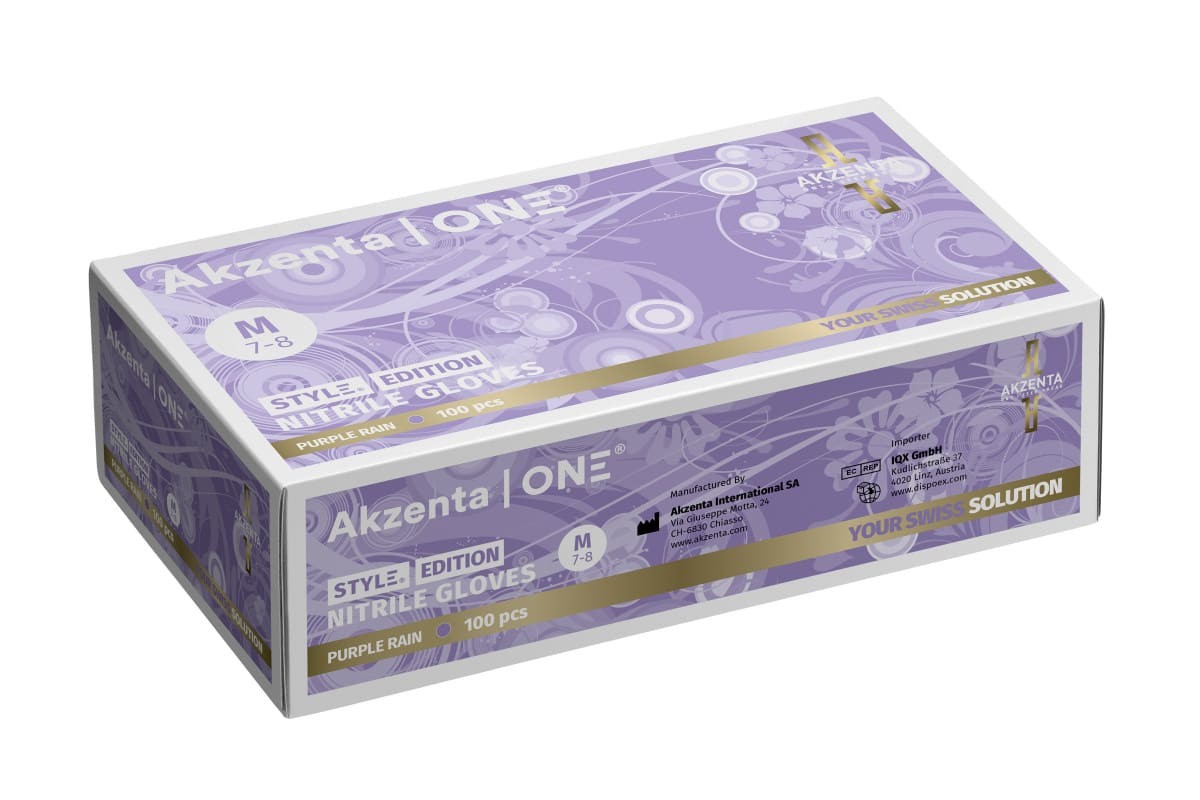 Akzenta Style Nitrile Purple Rain XS vyšetřovací rukavice 100 ks