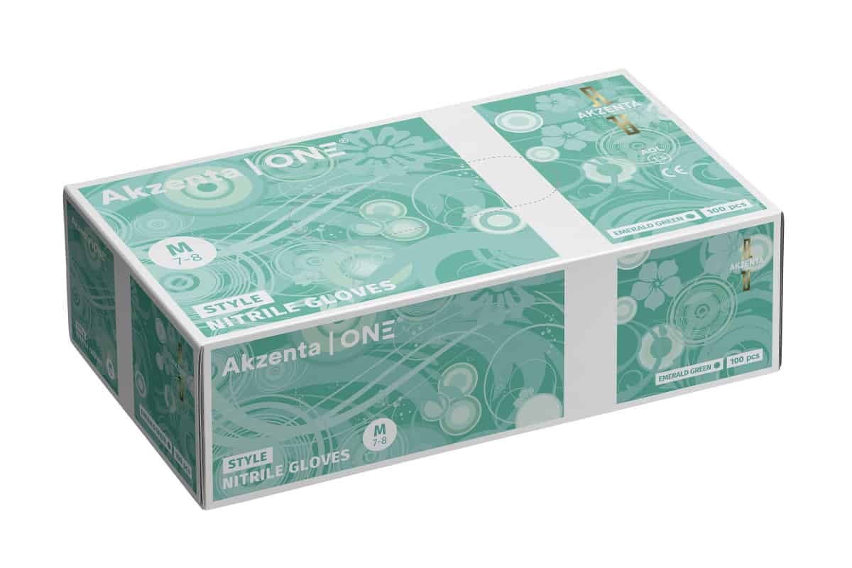 Akzenta Style Nitrile Emerald Green L vyšetřovací rukavice 100 ks