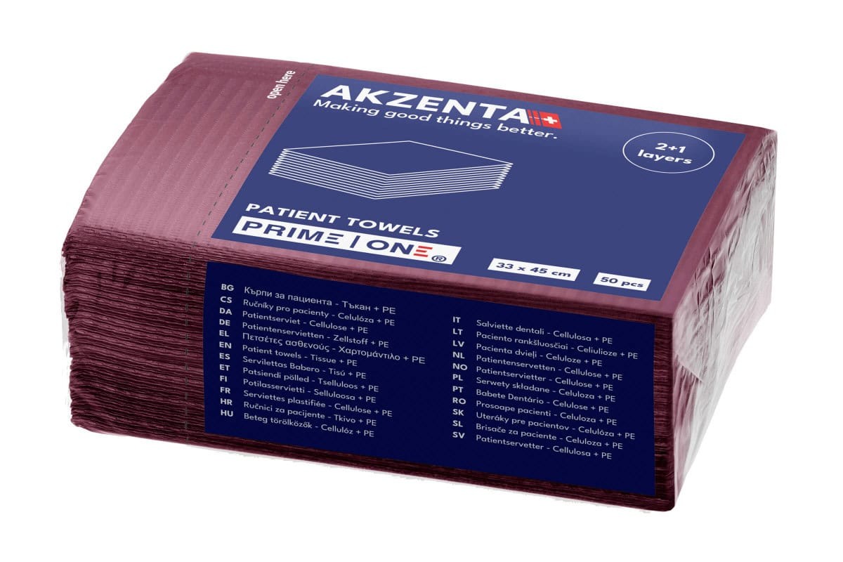Akzenta Prime One 3-Ply Burgundy jednorázový bryndák 50 ks