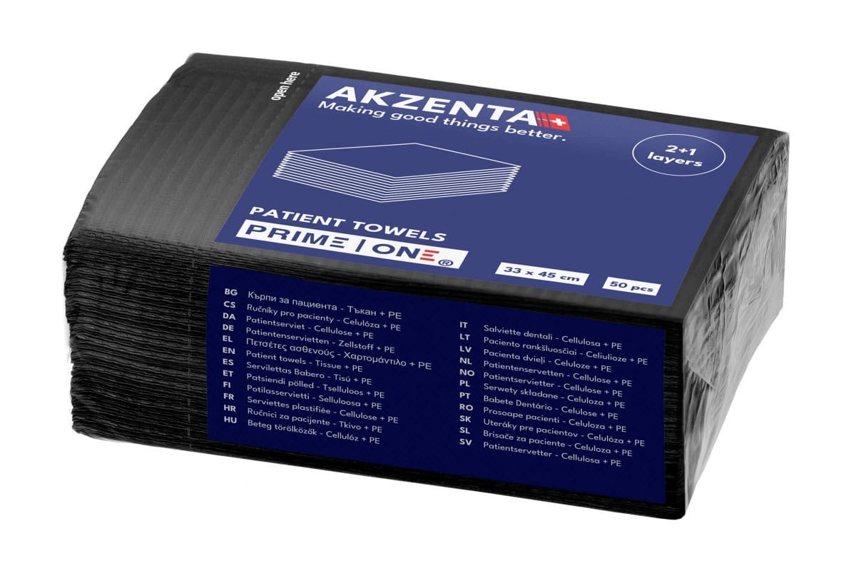 Akzenta Prime One 3-Ply Black jednorázový bryndák 50 ks