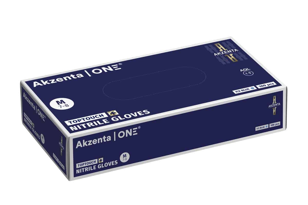 Akzenta Nitrile Top Touch Plus Ultrasoft Ice Blue XS vyšetřovací rukavice 100 ks