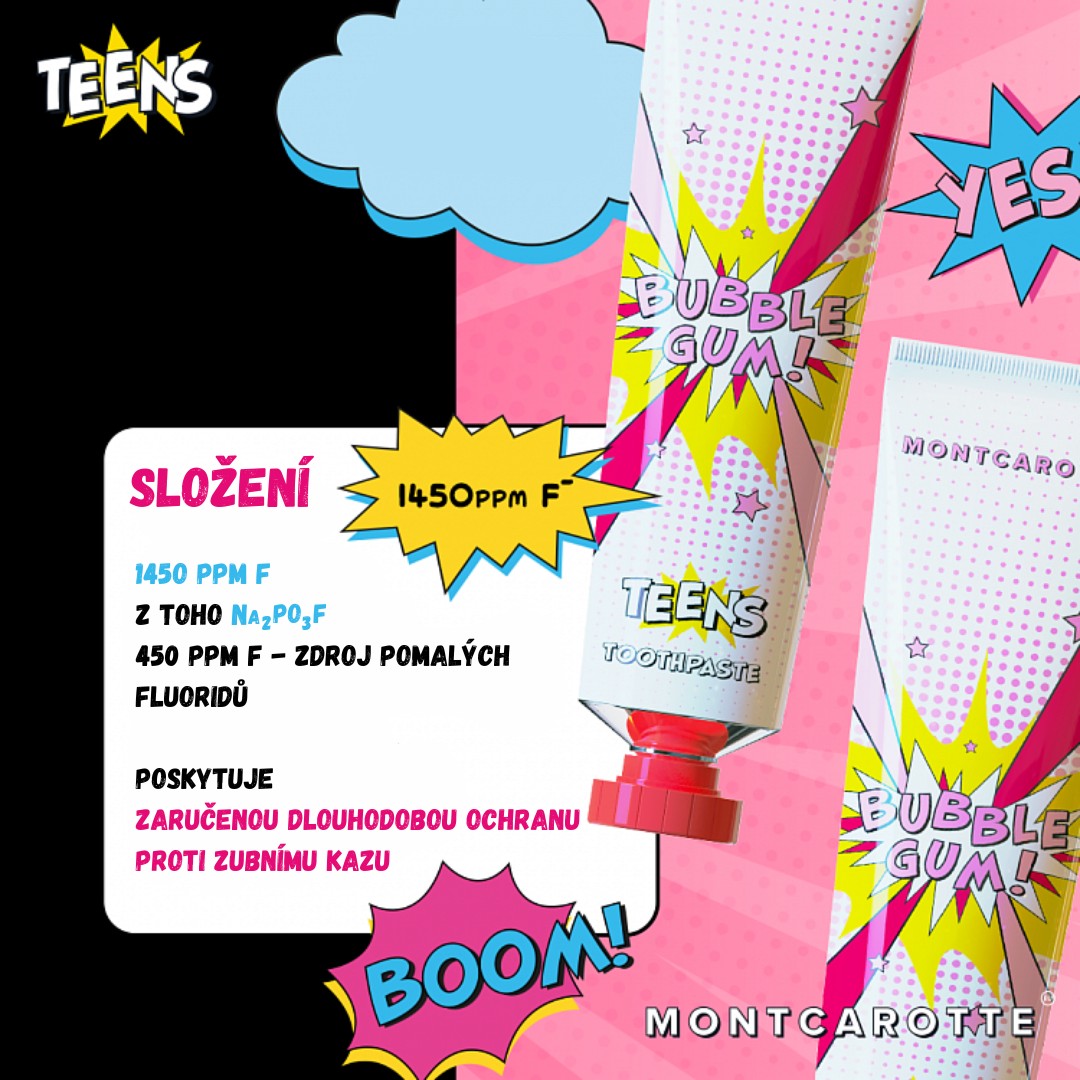 Montcarotte Teens Bubble Gum zubní pasta 50 ml