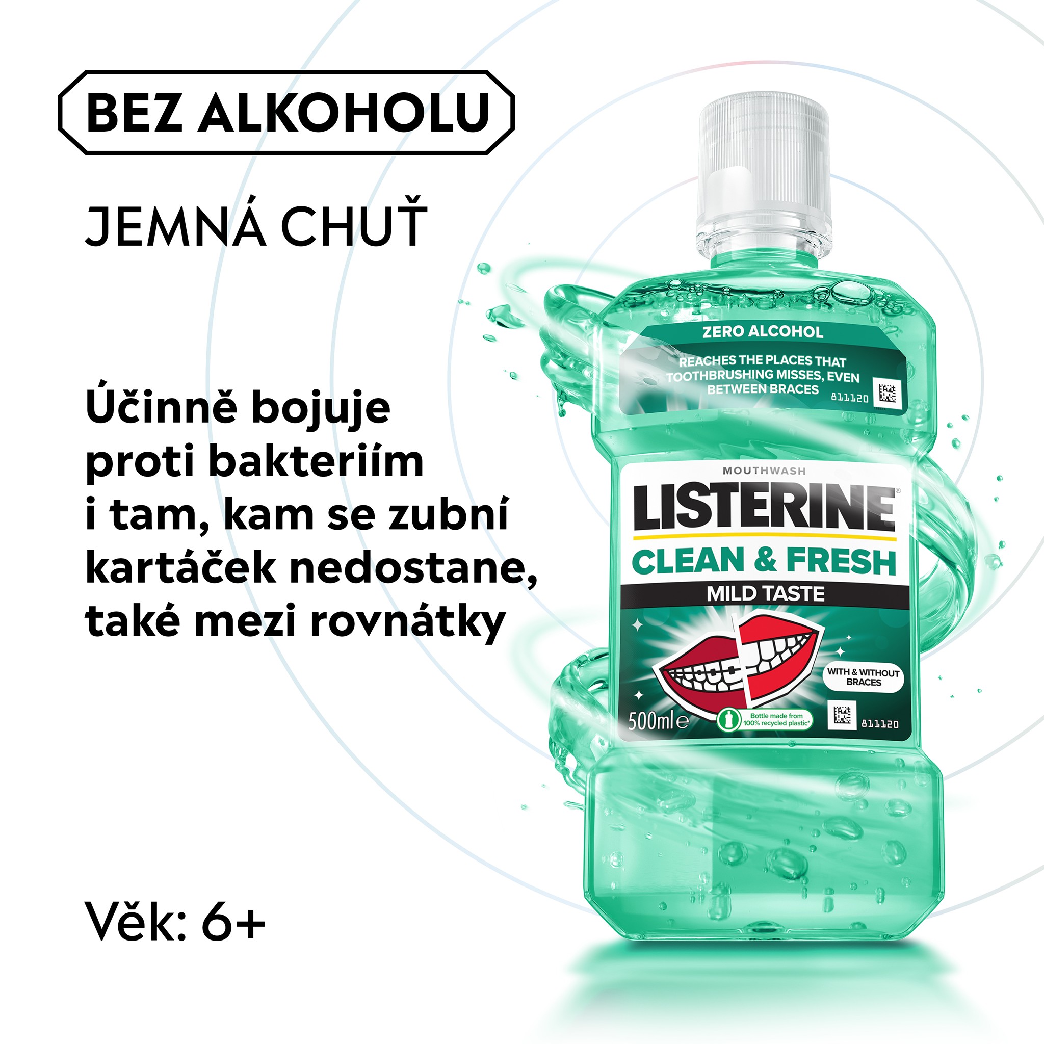 Listerine Clean & Fresh Mild Taste ústní voda 500 ml - -
