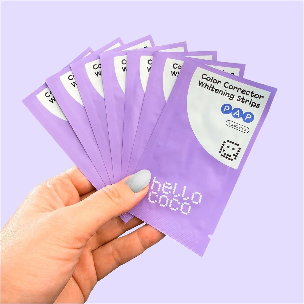 Hello Coco PAP bělicí pásky na zuby s korektorem barev 7×2 ks