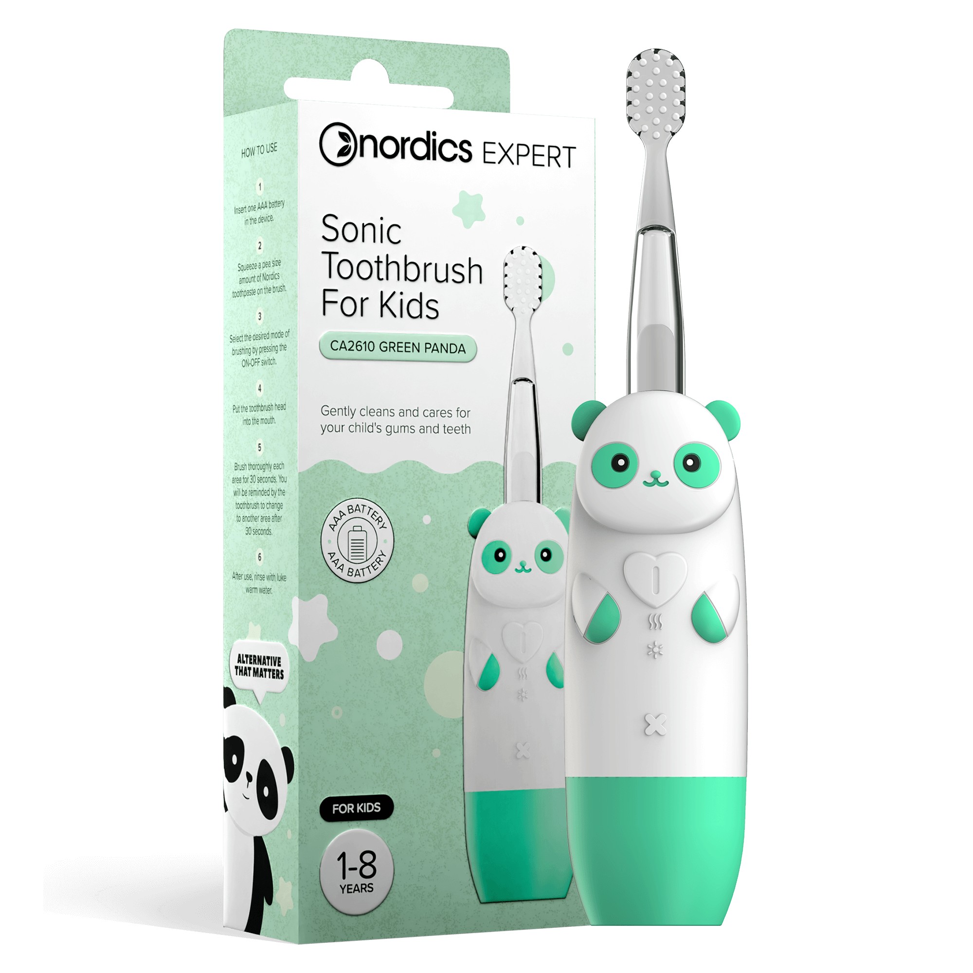 Nordics Expert Kids Sonic CA2610 Green dětský sonický kartáček