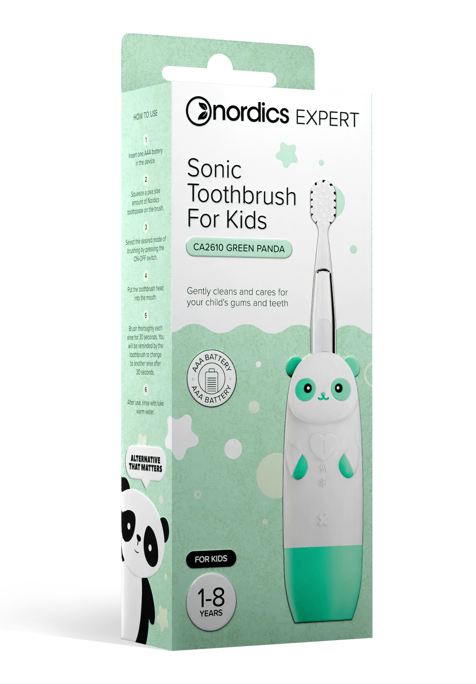 Nordics Expert Kids Sonic CA2610 Green dětský sonický kartáček