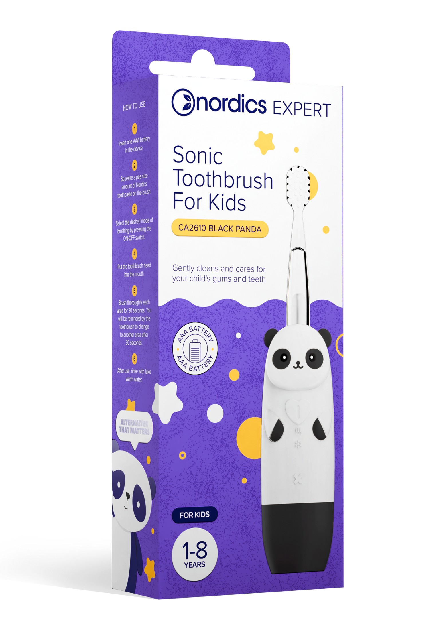 Nordics Expert Kids Sonic CA2610 Black dětský sonický kartáček