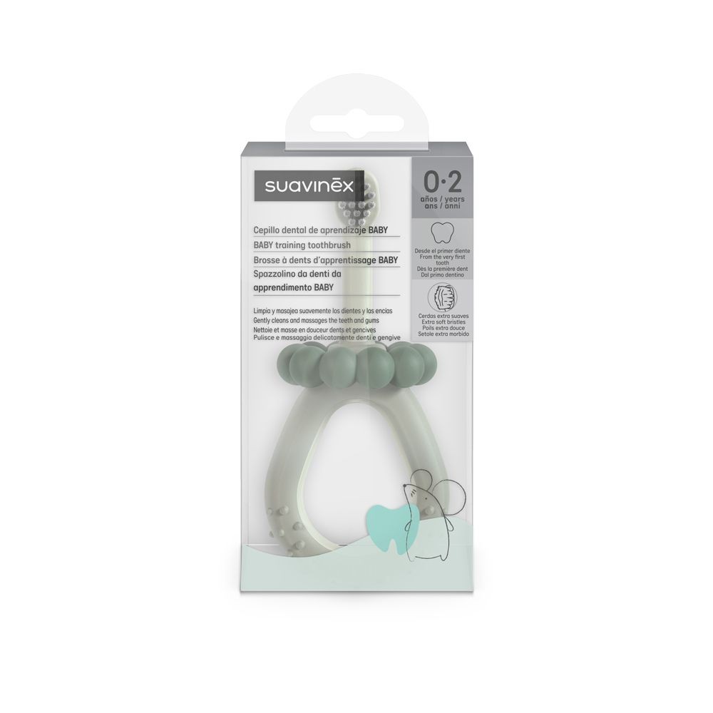 Suavinex Baby Training 0-2 roky dětský zubní kartáček - zelený