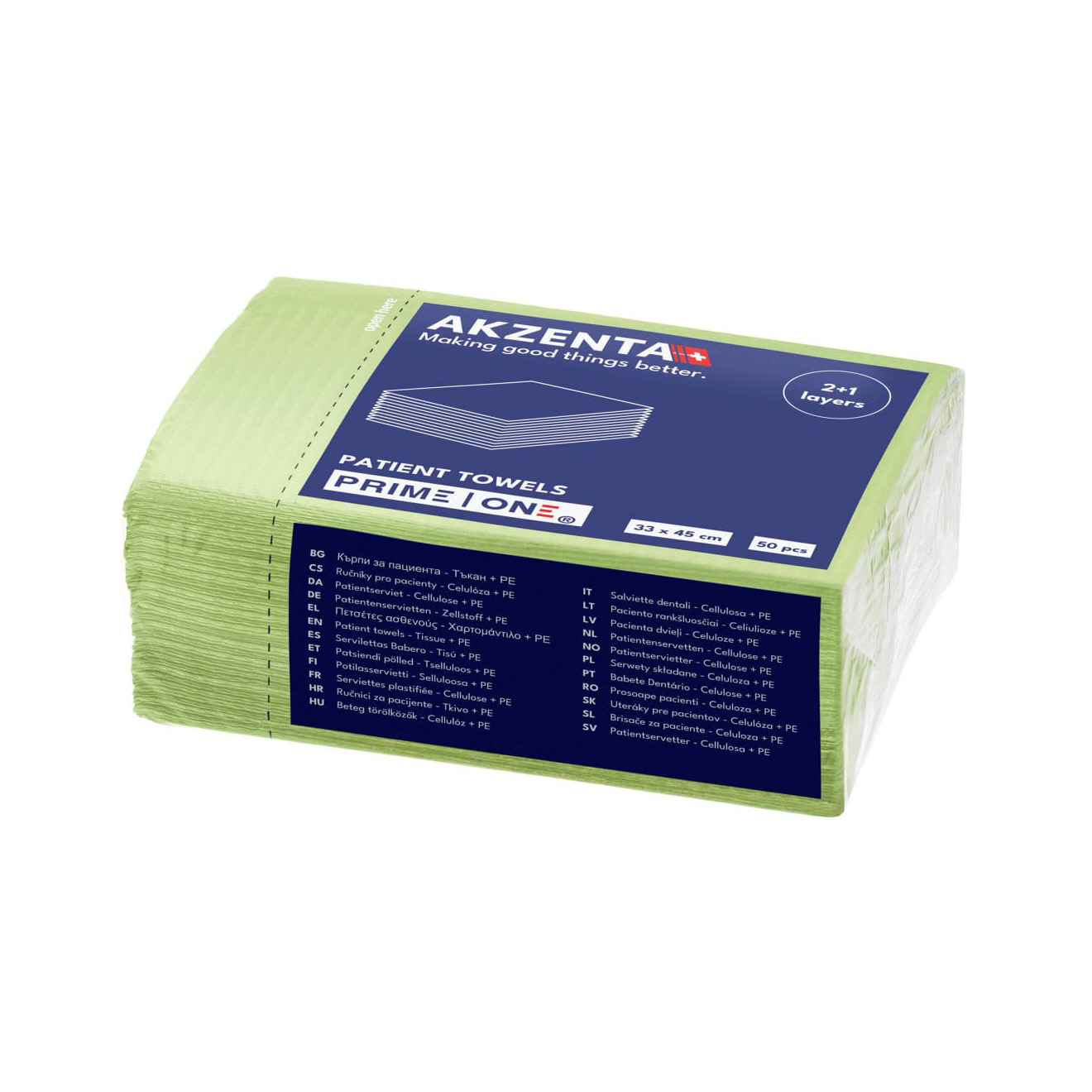 Akzenta Prime One 3-Ply Fresh Green jednorázový bryndák 50 ks