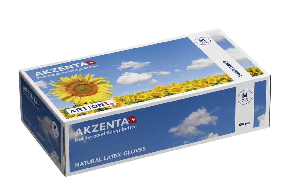 Akzenta Latex Sunflower White M vyšetřovací rukavice 100 ks