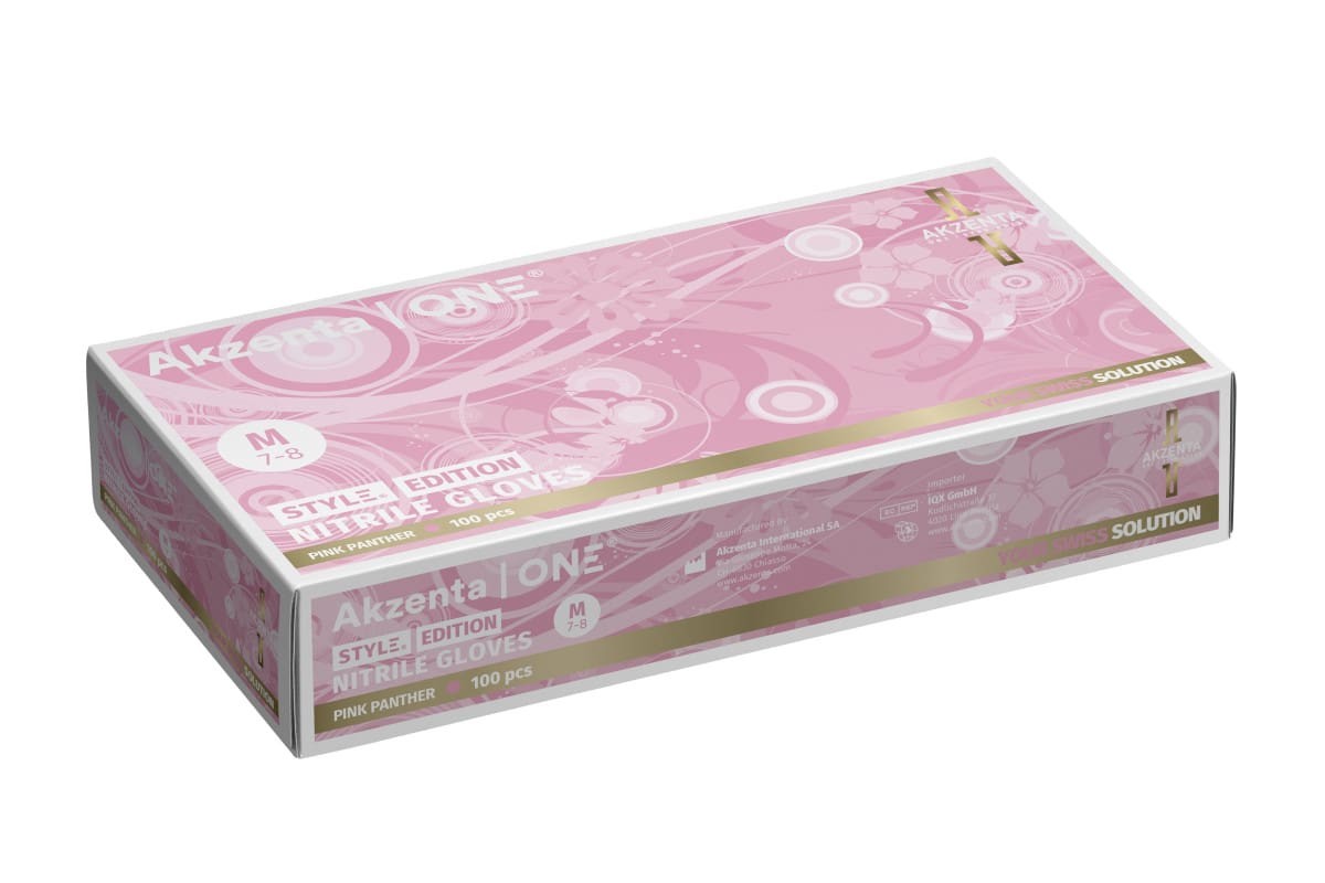 Akzenta Style Nitrile Pink Panther XS vyšetřovací rukavice 100 ks