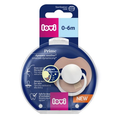 Lovi Prime 0-6 svíticí dudlík - Blush