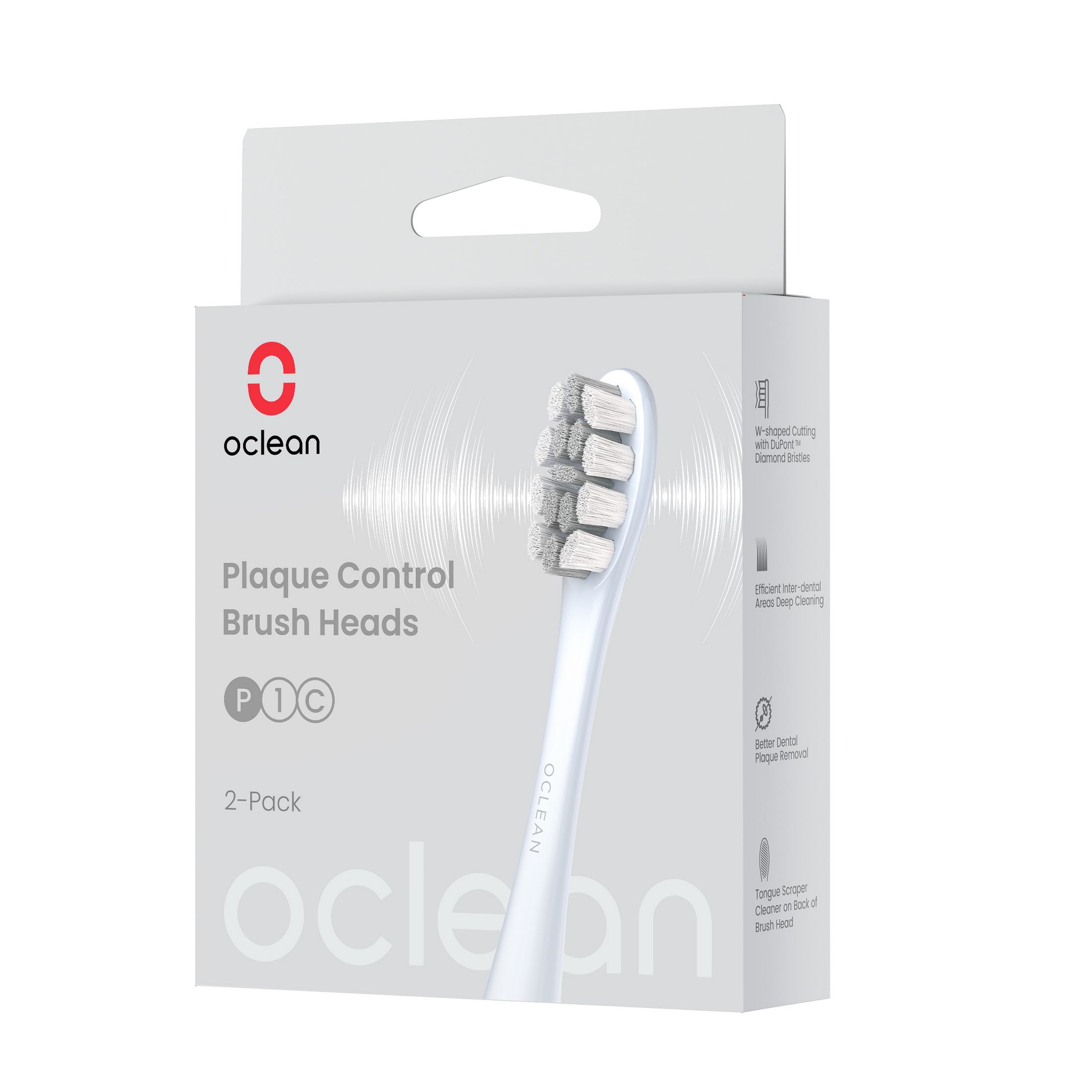 Oclean P1C9 Plaque Control Silver náhradní hlavice 2 ks